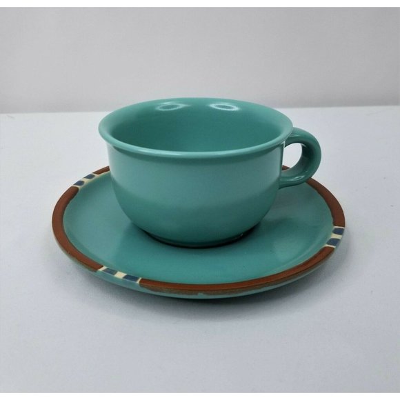 2 Dansk Mesa Cup and Saucer Sets Turquoise Stoneware Southwestern Retired Brown - Picture 9 of 9